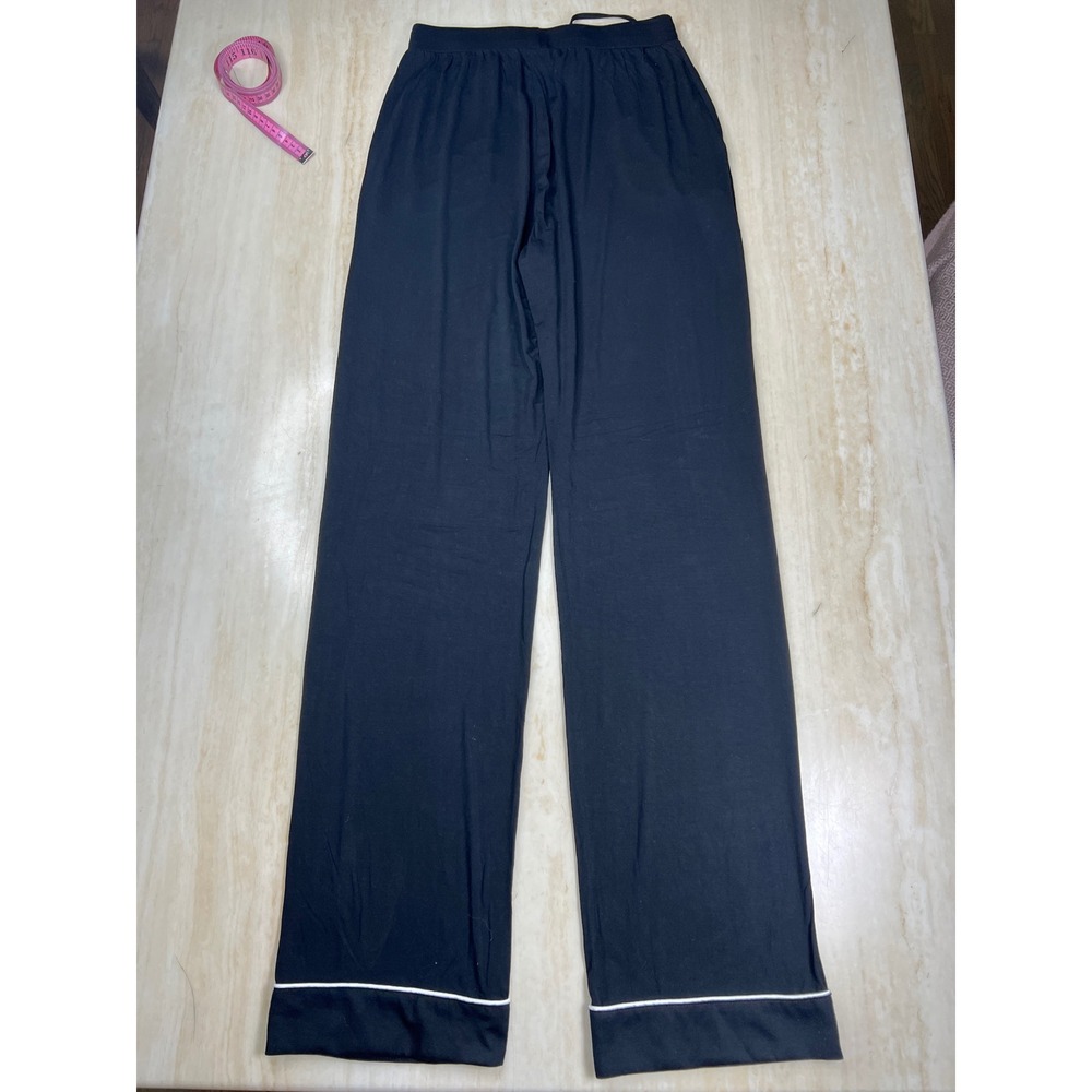 Cozy Earth Bamboo Pajama Pants Black White Piping Wide Leg XS CEW0011 - Picture 6 of 13